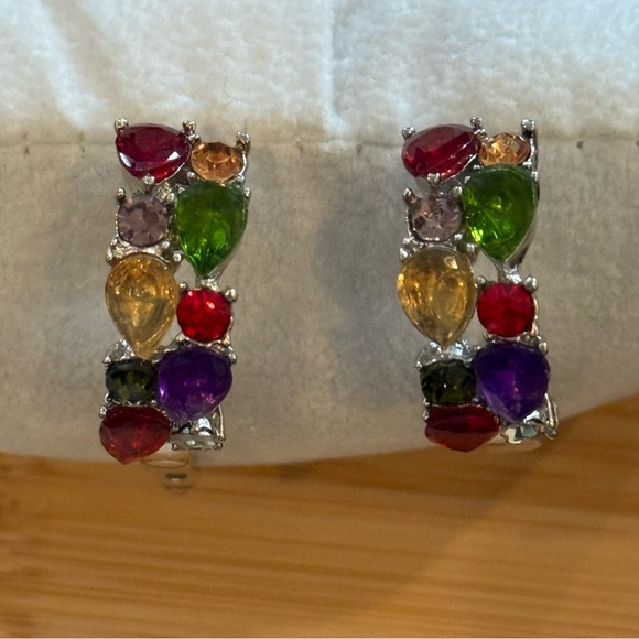 unbranded Jewelry - Multicolor CZ Pierced Hoop Earrings – Brand New